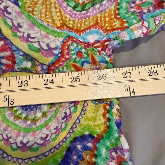 Johnny Was Jannika Silk Blouse Naperron Print Multicolor Ruffle Sleeve Size 1X - Picture 9 of 12